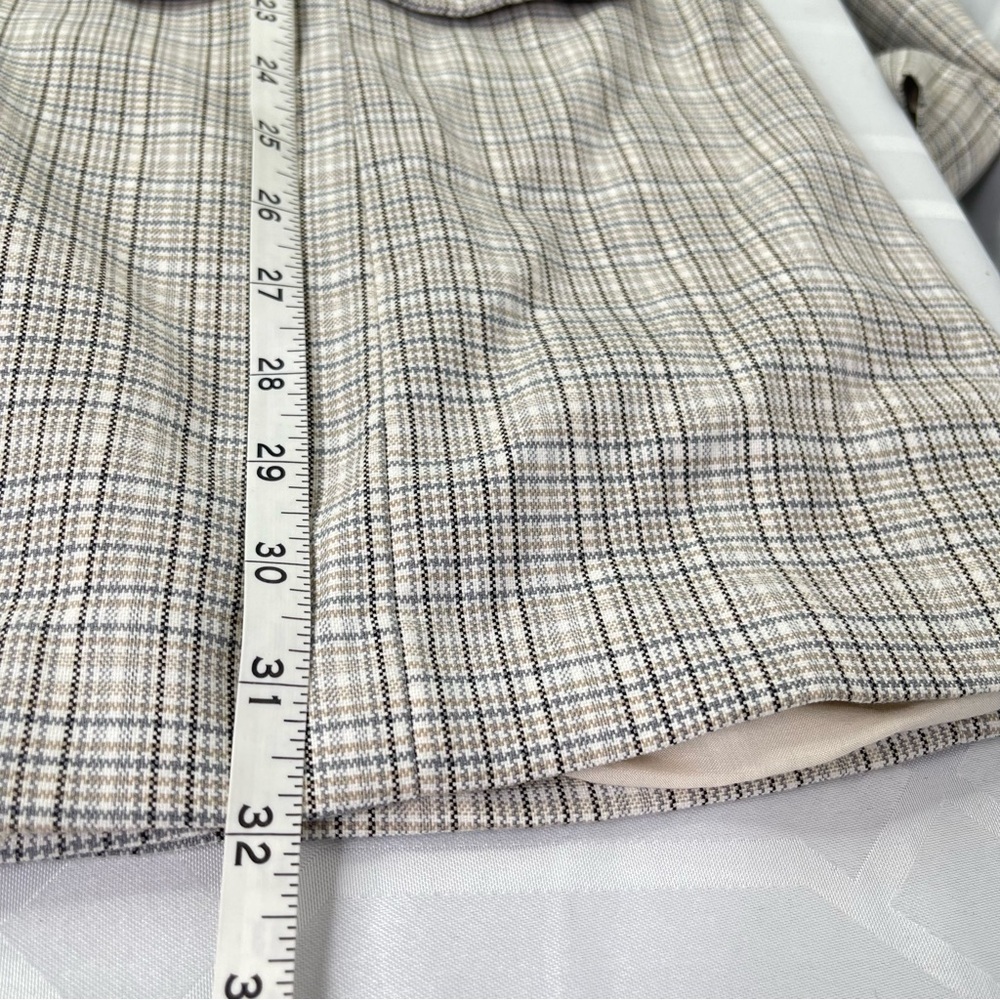 Free People Beige Plaid Belted Blazer Like New - Picture 10 of 12